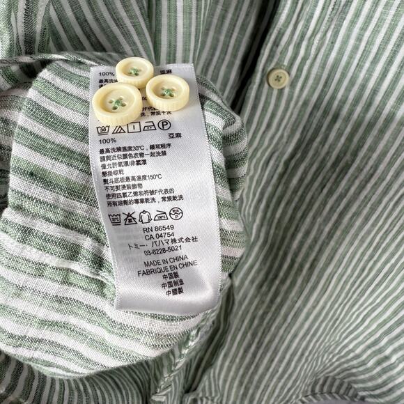 Tommy‎ Bahama Relax Button Shirt Mens XL Linen Striped Green - Picture 8 of 13